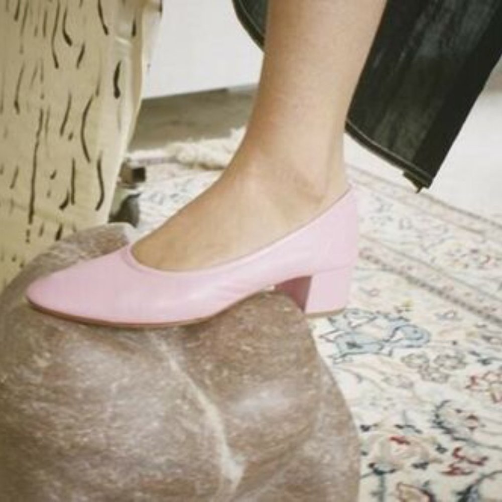 BNWT Maryam Nassir Zadeh Roberta Ballerina heels 40.5 10 MNZ Rose Texture Calf